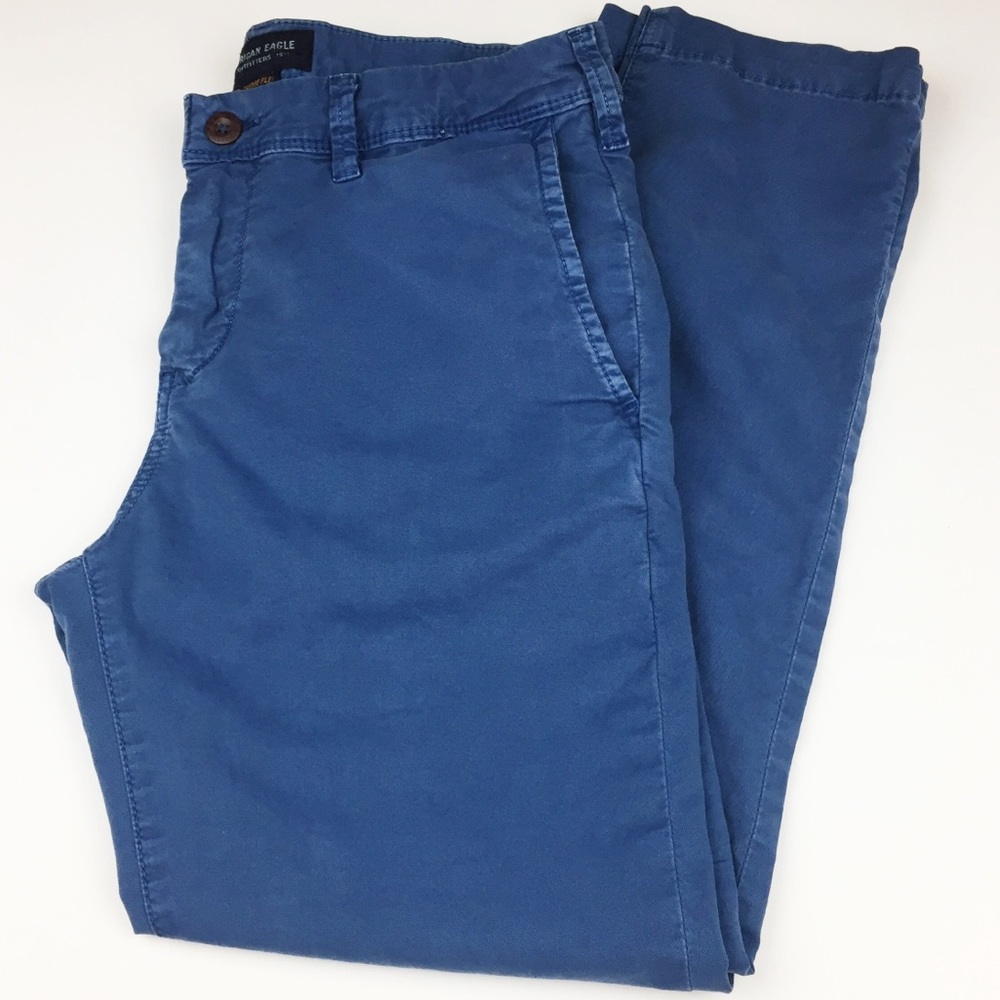 AEO Blue Extreme Flex Slim Khakis
